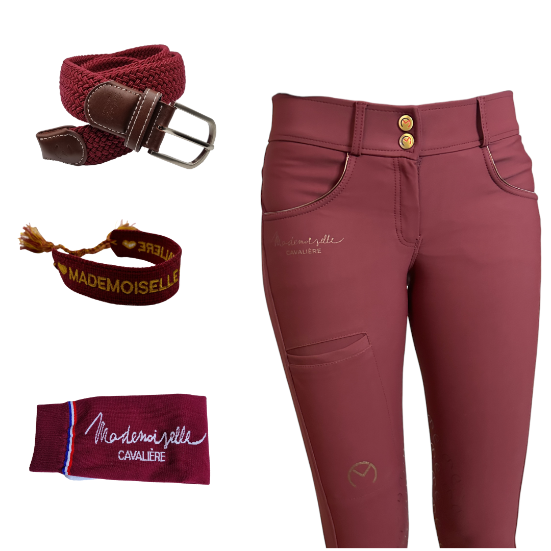 Pack Pantalon "So Chic" Wine & Chaussettes & Ceinture & Bracelet