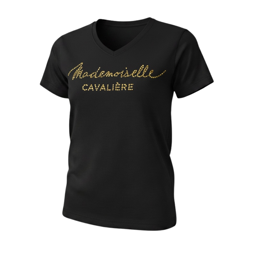 T-SHIRT MC BLACK STRASS