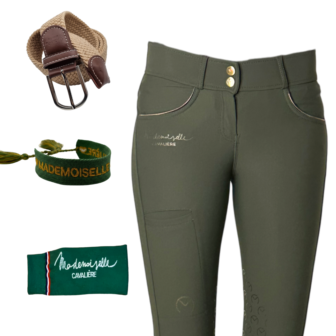Pack Pantalon "So Chic" Green Forest & Chaussettes & Ceinture & Bracelet
