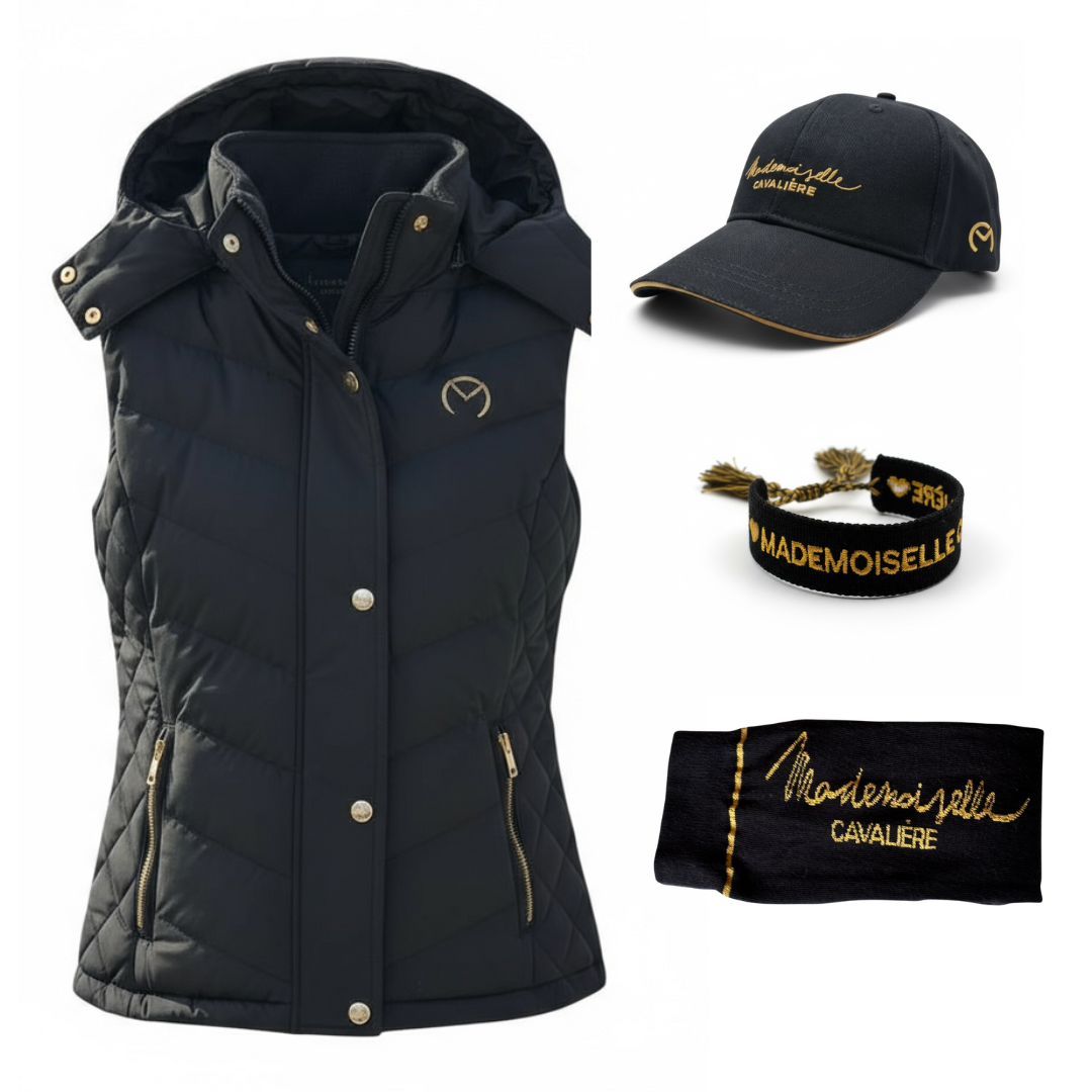 Doudoune Sans Manche "So Chic" Black / Gold , Chaussettes, Casquette & Bracelet
