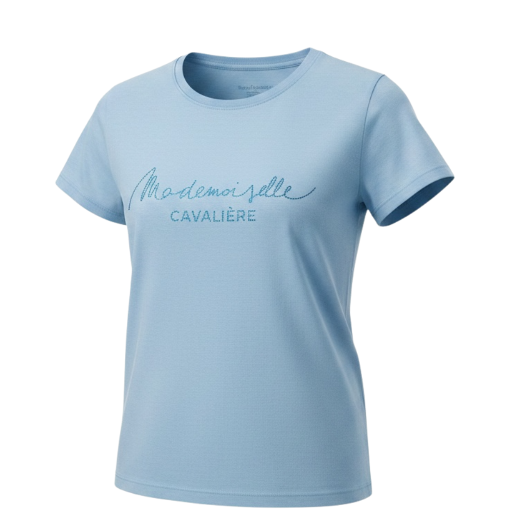 T-SHIRT MC BLEU CIEL STRASS