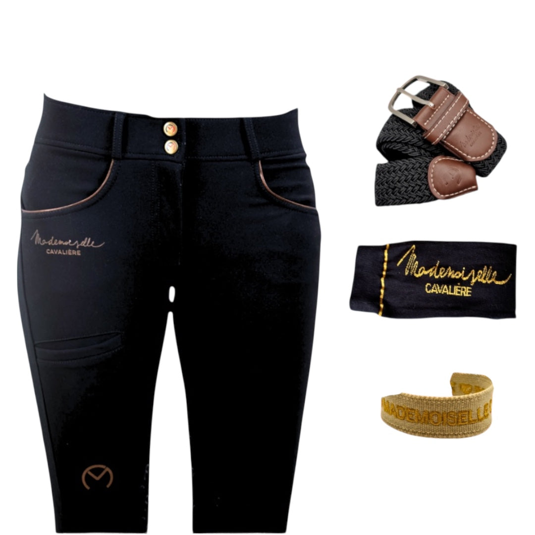 Pack PANTALON « So Chic » BLACK/GOLD Ceinture, Bracelet & Chaussettes