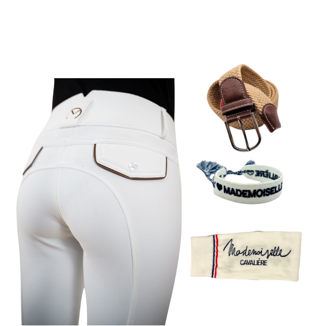 Pack Pantalon "Hiver" Blanc/Gold & Chaussettes & Ceinture & Bracelet