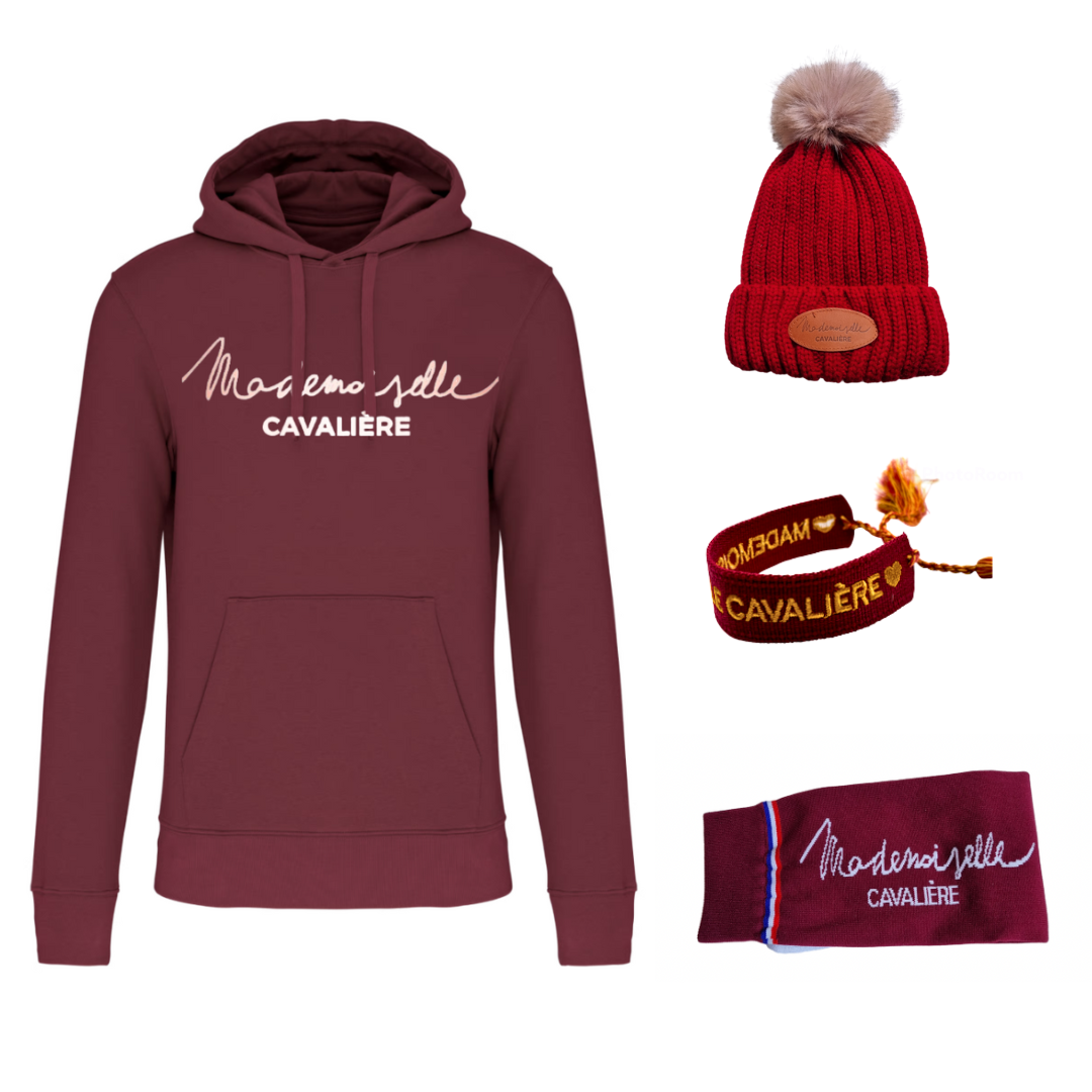 PACK ENFANT BORDEAUX Sweat/Bracelet/Chaussettes/Bonnet