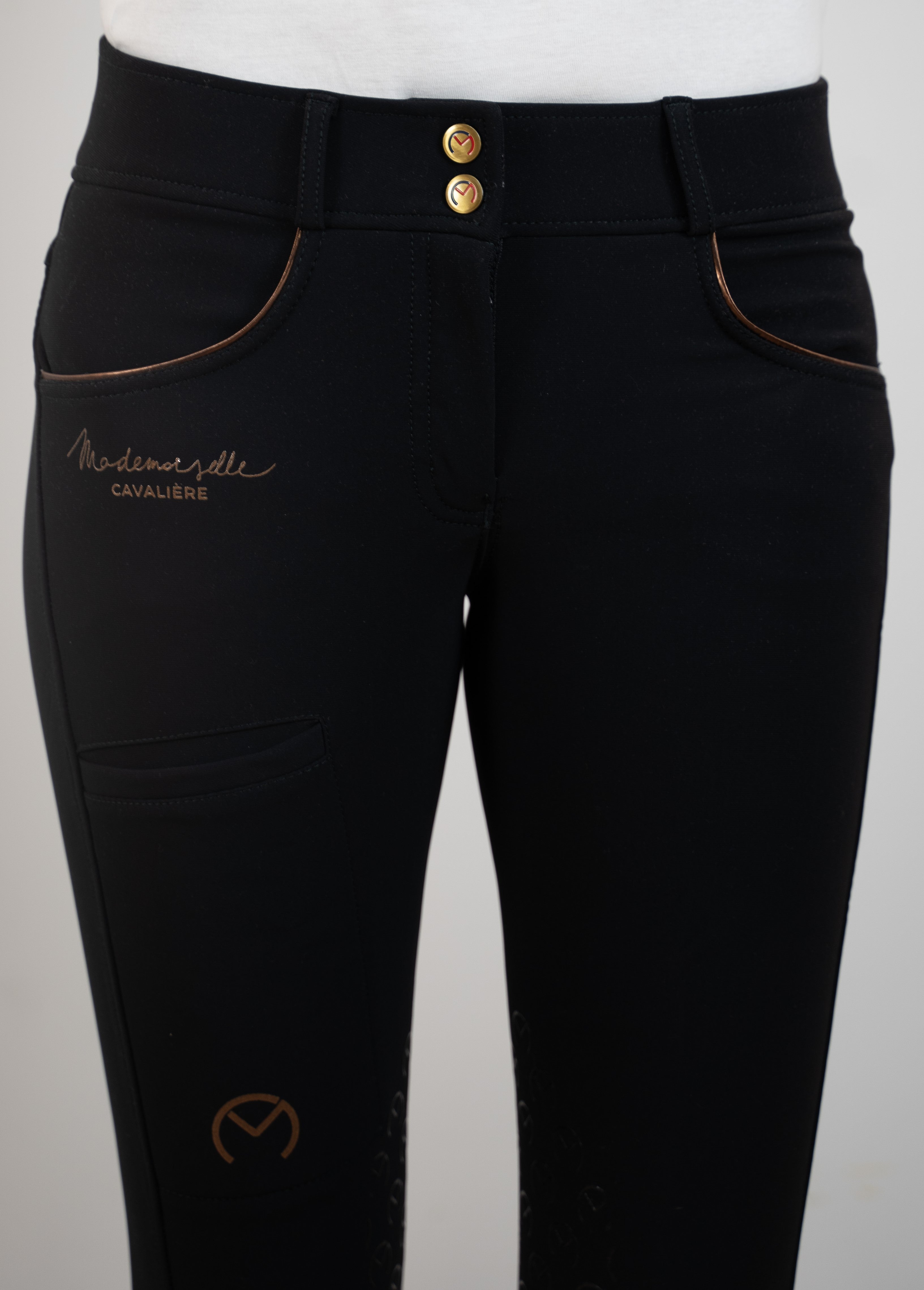 PANTALON « DRESSAGE » FULL GRIP NAVY BLACK/GOLD