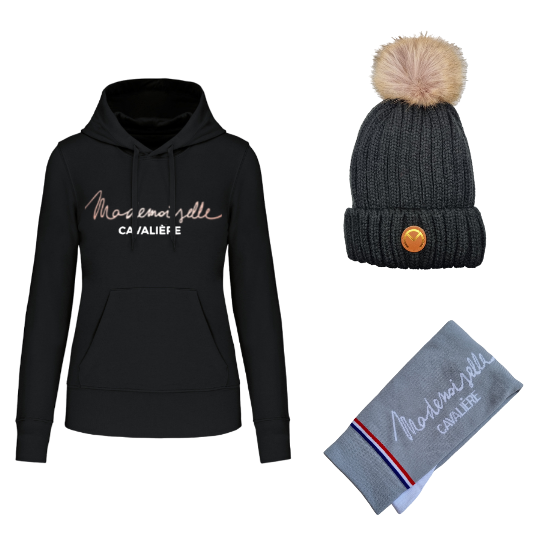 Pack Sweat Capuche M.C Black & Bonnet & Chaussette