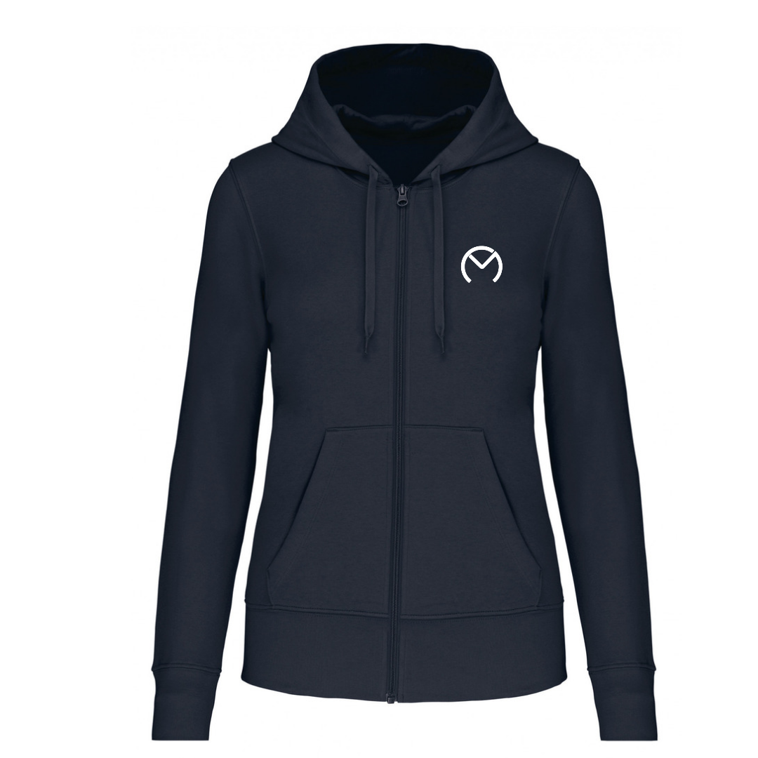 SWEAT ZIPPE M.C NAVY / Logo BLANC