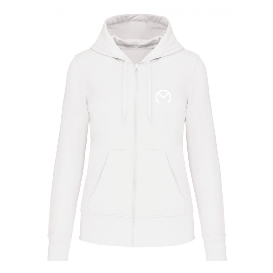 SWEAT ZIPPE M.C BLANC / Logo STRASS