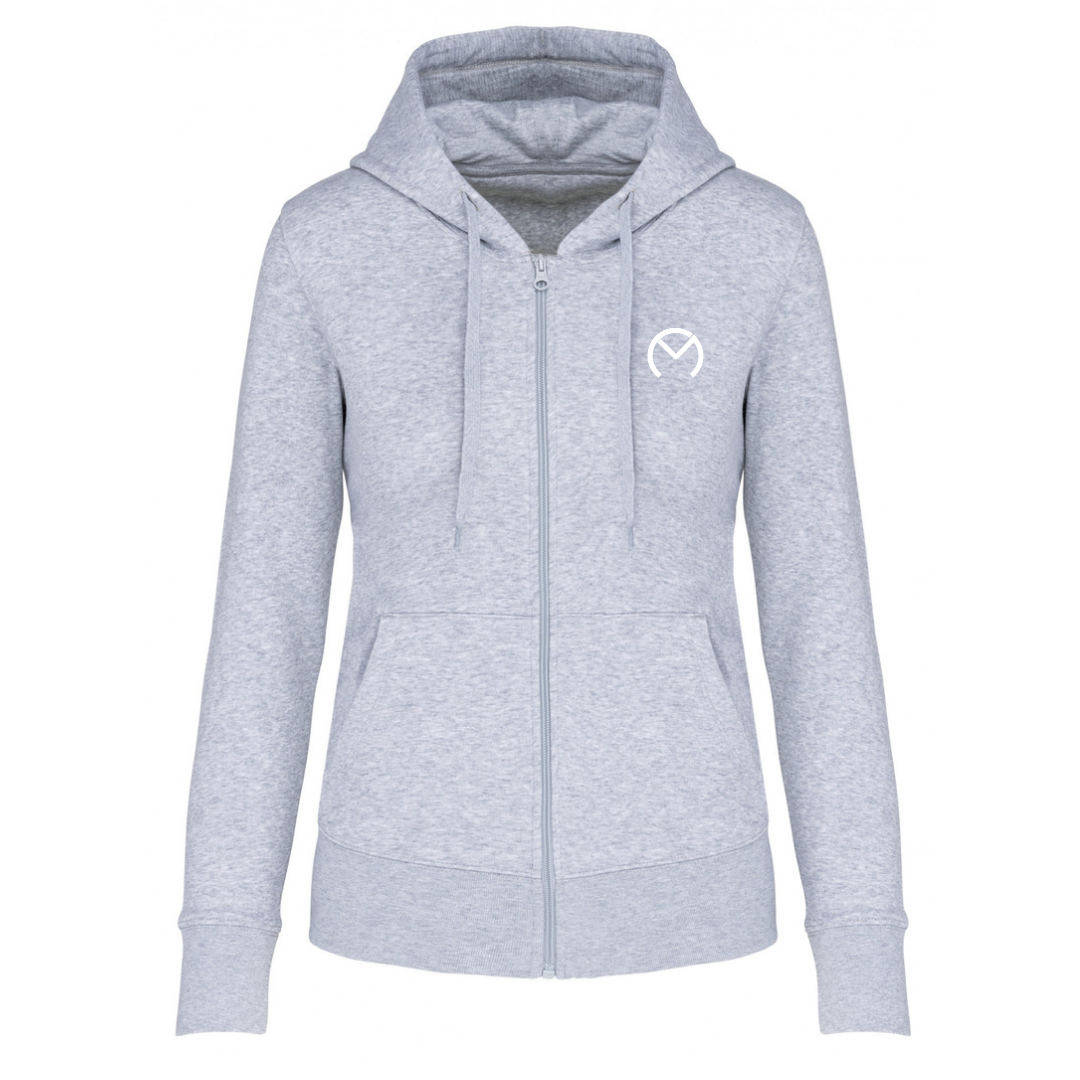SWEAT ZIPPE M.C GREY / Logo BLANC
