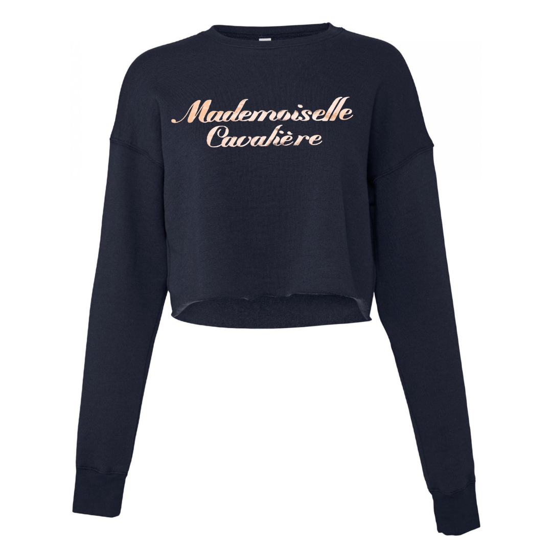 SWEAT CROP TOP M.C NAVY/ LOGO GOLD ROSE