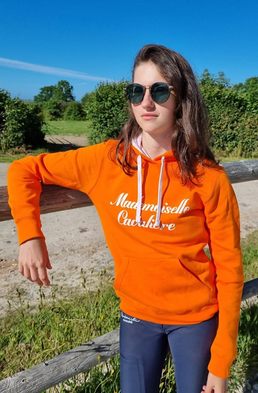 SWEAT SO FUN BICOLORE ORANGE-WHITE / Logo au choix