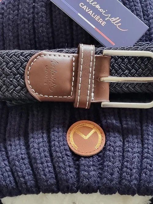 DUO BONNET/CEINTURE MADEMOISELLE NAVY/GOLD