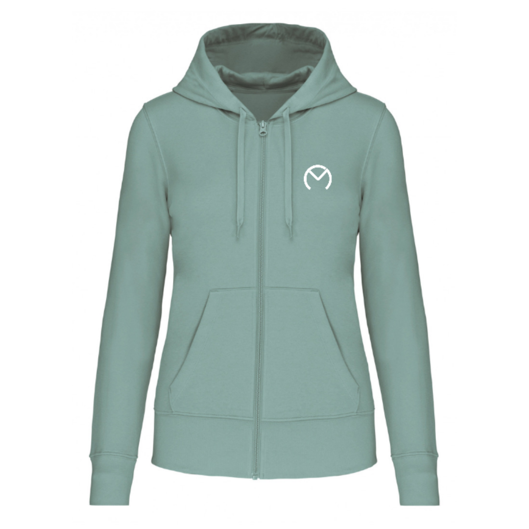 SWEAT ZIPPE M.C VERT SAGE / logo BLANC