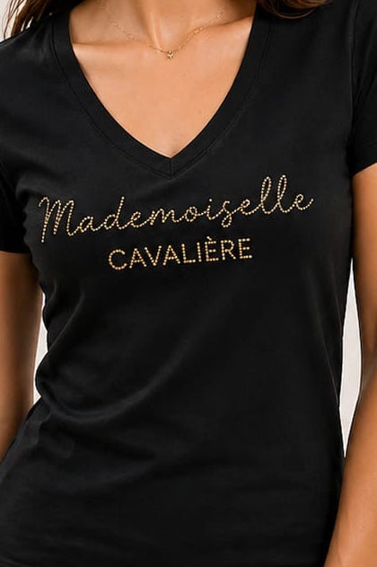 T-SHIRT MC BLACK STRASS