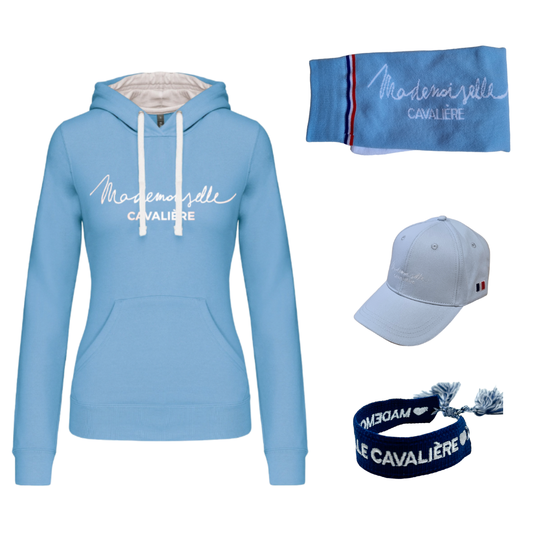 Pack SKY BLUE Sweat Capuche, Casquette, Bracelet & Chaussettes M.C