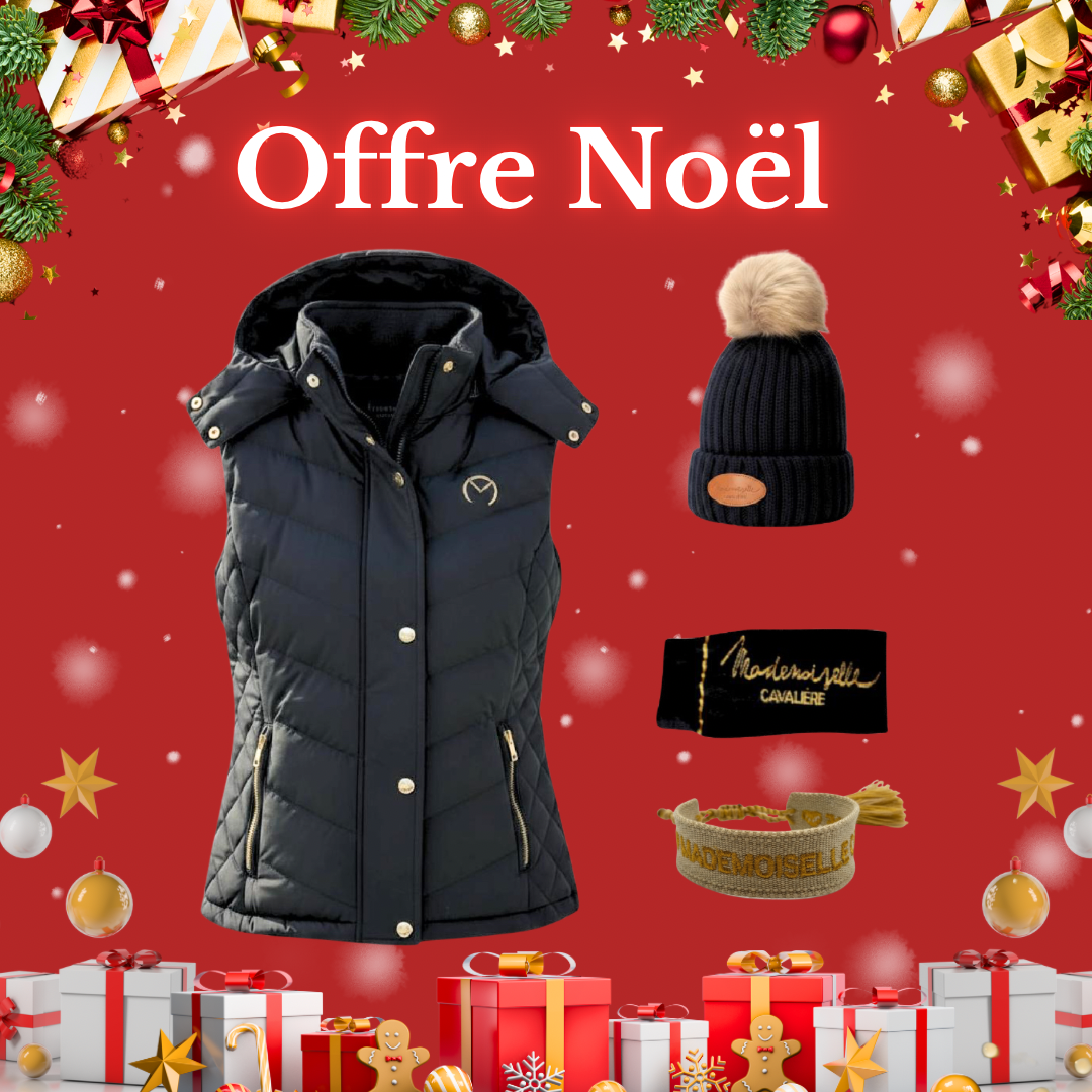 Doudoune Sans Manche "So Chic" Black / Gold & Chaussettes & Bonnet