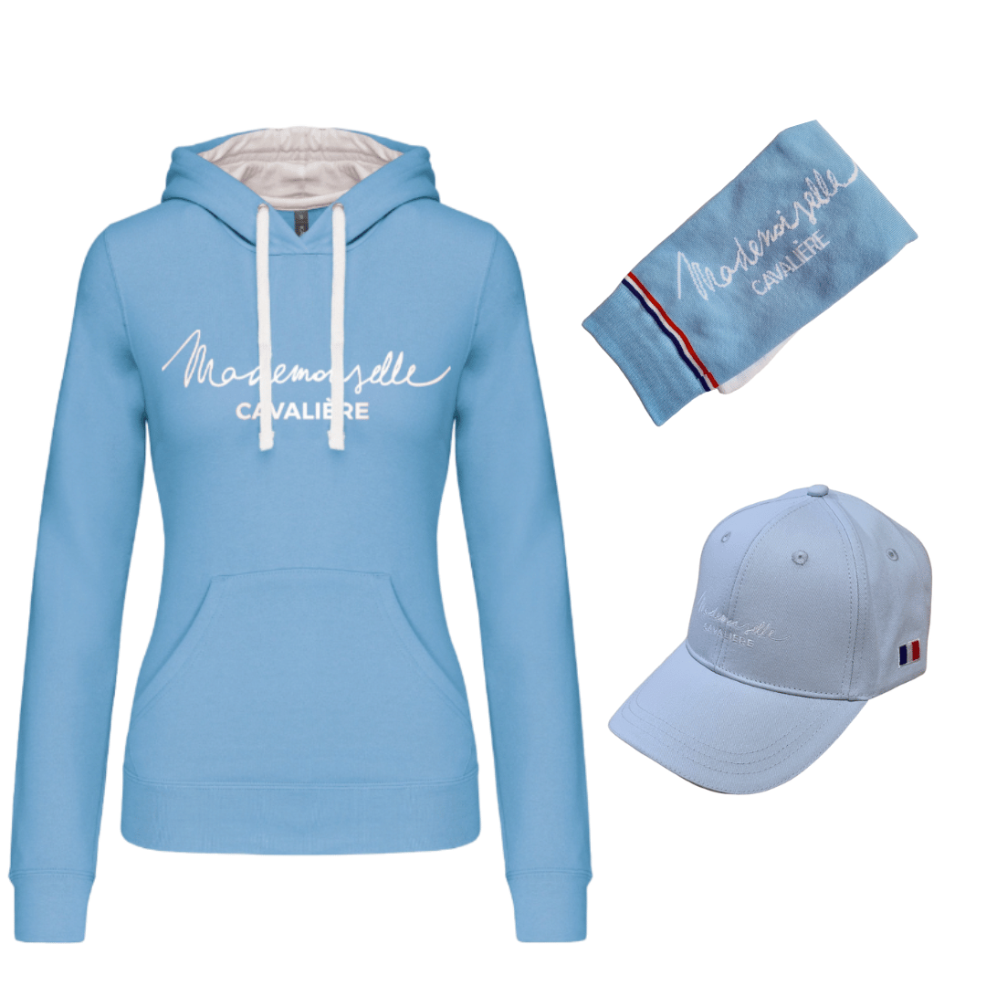 Pack BLEU CIEL Sweat Capuche, Casquette & Chaussettes M.C