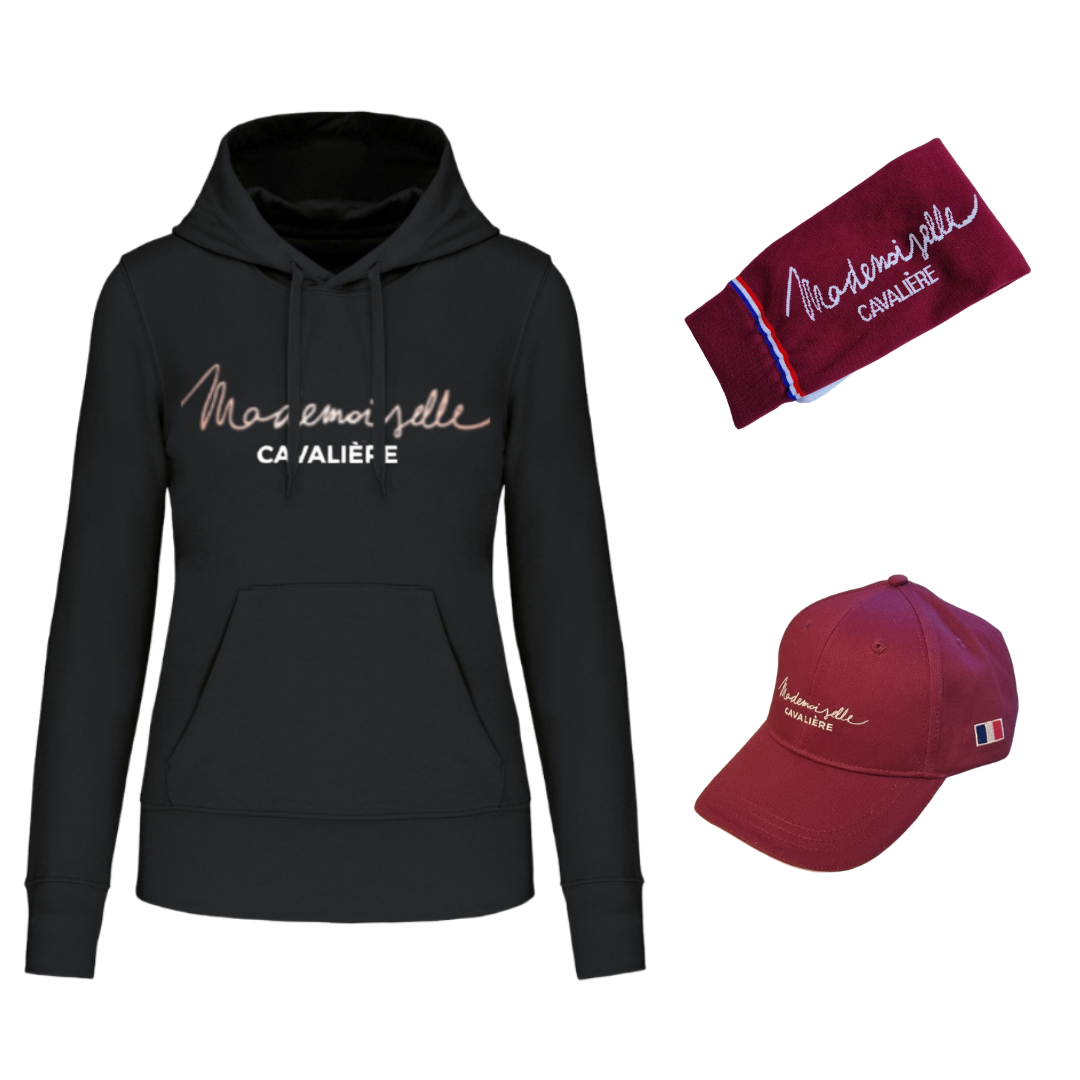 Pack NOIR/BORDEAUX Sweat Capuche, Casquette & Chaussettes M.C