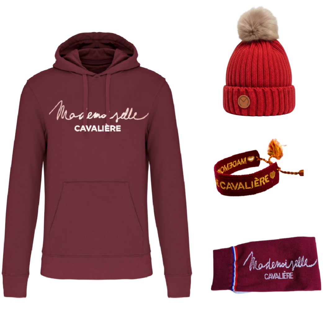 PACK ENFANT BORDEAUX Sweat/Bracelet/Chaussettes/Bonnet