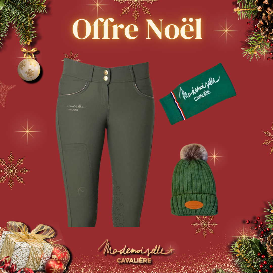 Pack PANTALON "So Chic" FOREST GREEN & Chaussettes & Bonnet