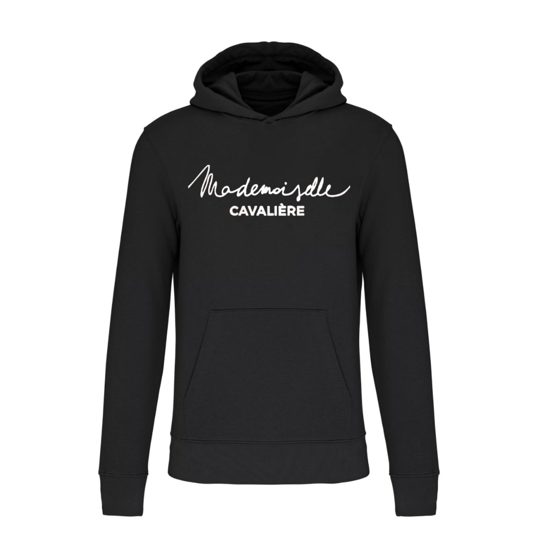 GIRL'S BLACK HOODED SWEATSHIRT / LOGO OF YOUR CHOICE