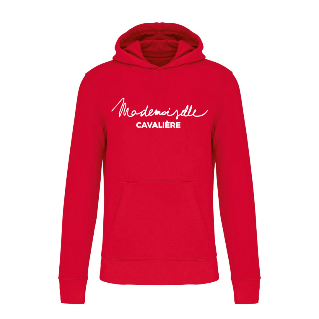 RED GIRL’S HOODED SWEATSHIRT / LOGO OF YOUR CHOICE