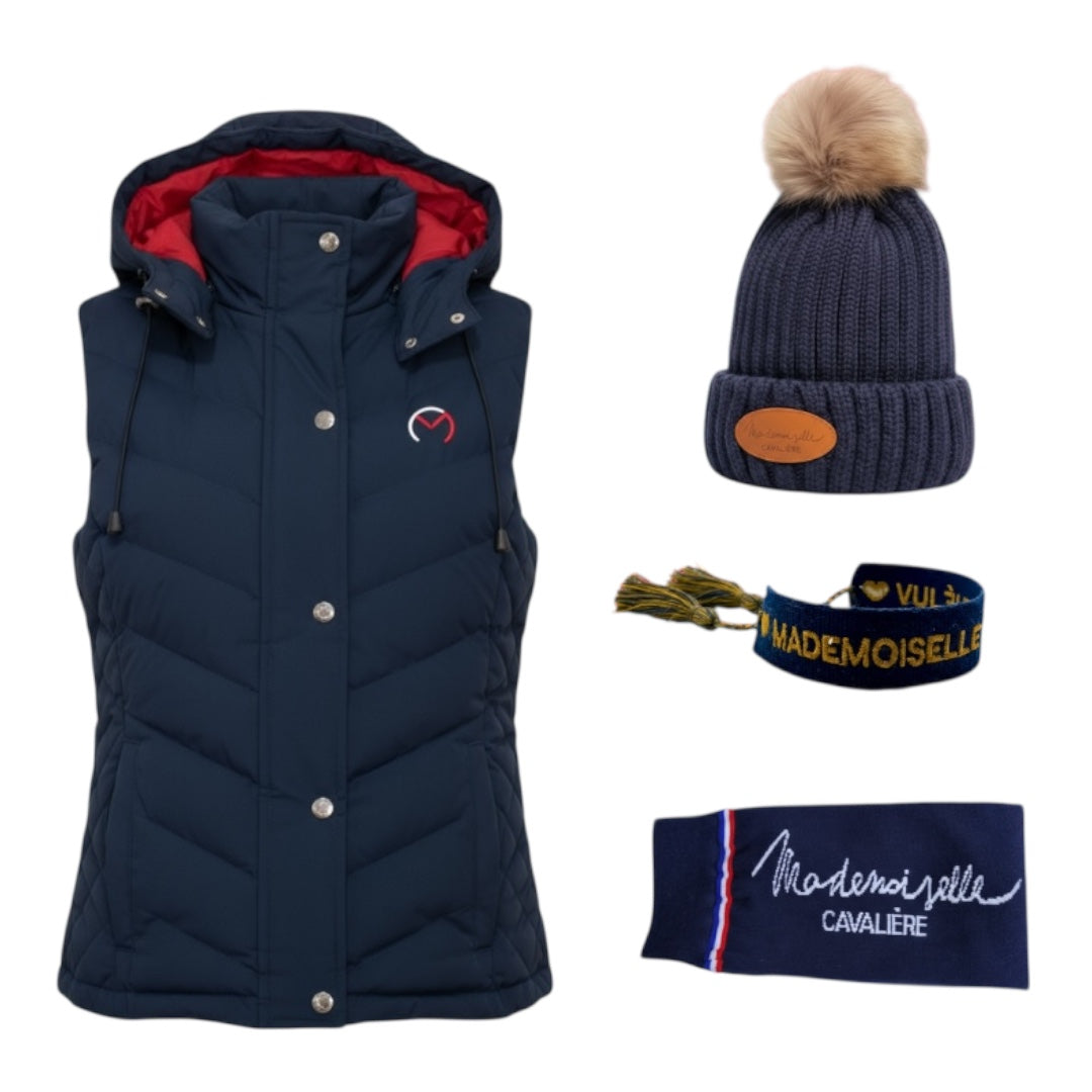 Doudoune Sans Manche "So Chic" NAVY / France & Chaussettes & Bonnet