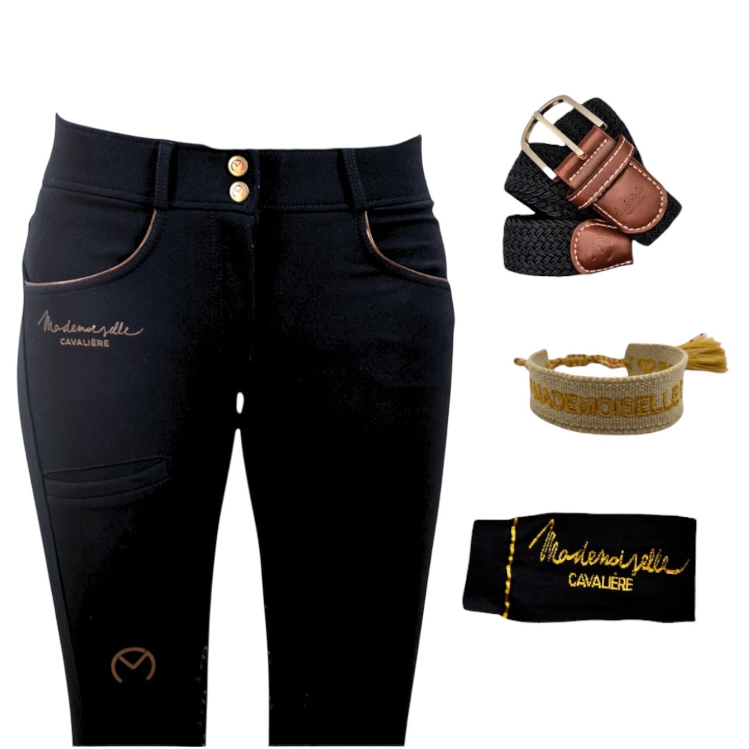 Pack Pantalon "Hiver" Black/Gold & Chaussettes & Ceinture & Bracelet
