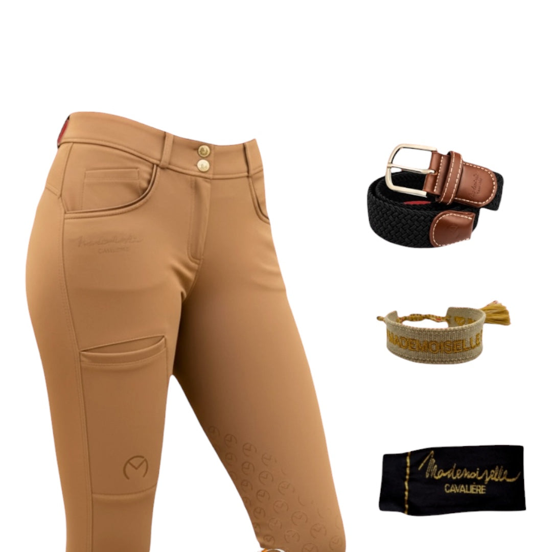 Pack Pantalon "So Chic" Camel & Chaussettes & Ceinture & Bracelet
