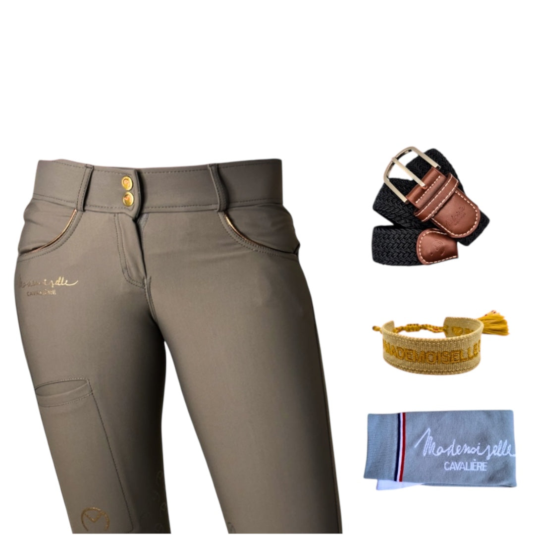 Pack Pantalon "So Chic" Charcoal & Chaussettes & Ceinture & Bracelet