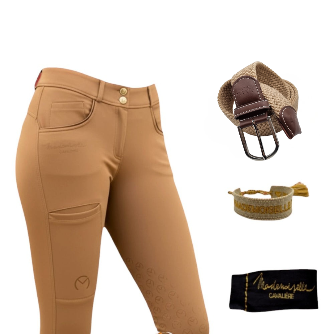 Pack Pantalon "So Chic" Camel & Chaussettes & Ceinture & Bracelet