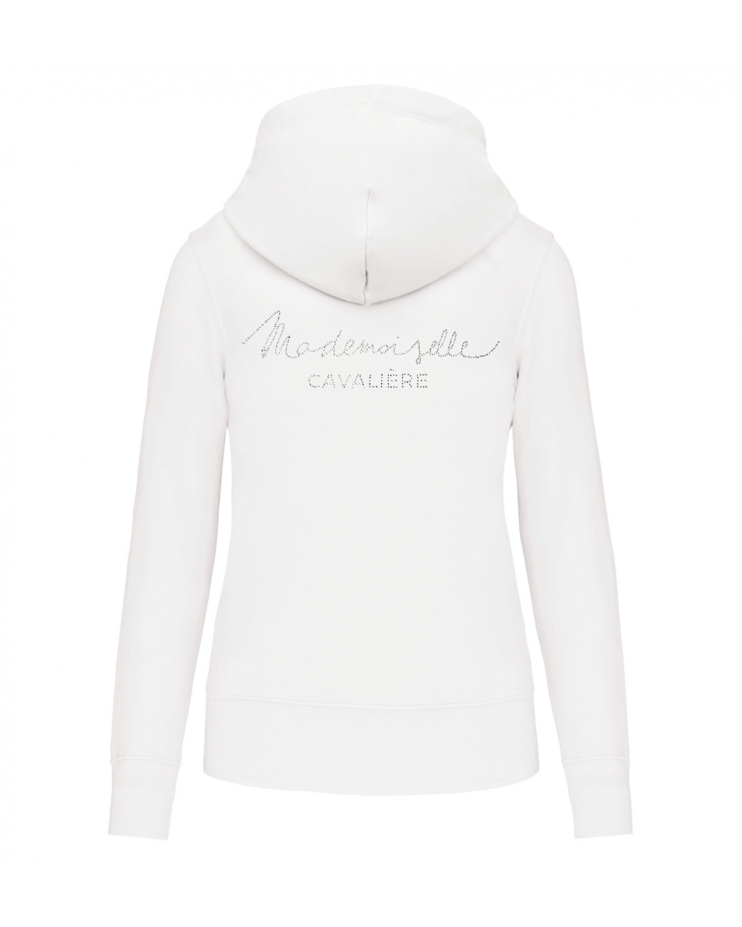 WEISSES MC-SWEATSHIRT MIT ZIP-UP / STRASS-Logo 