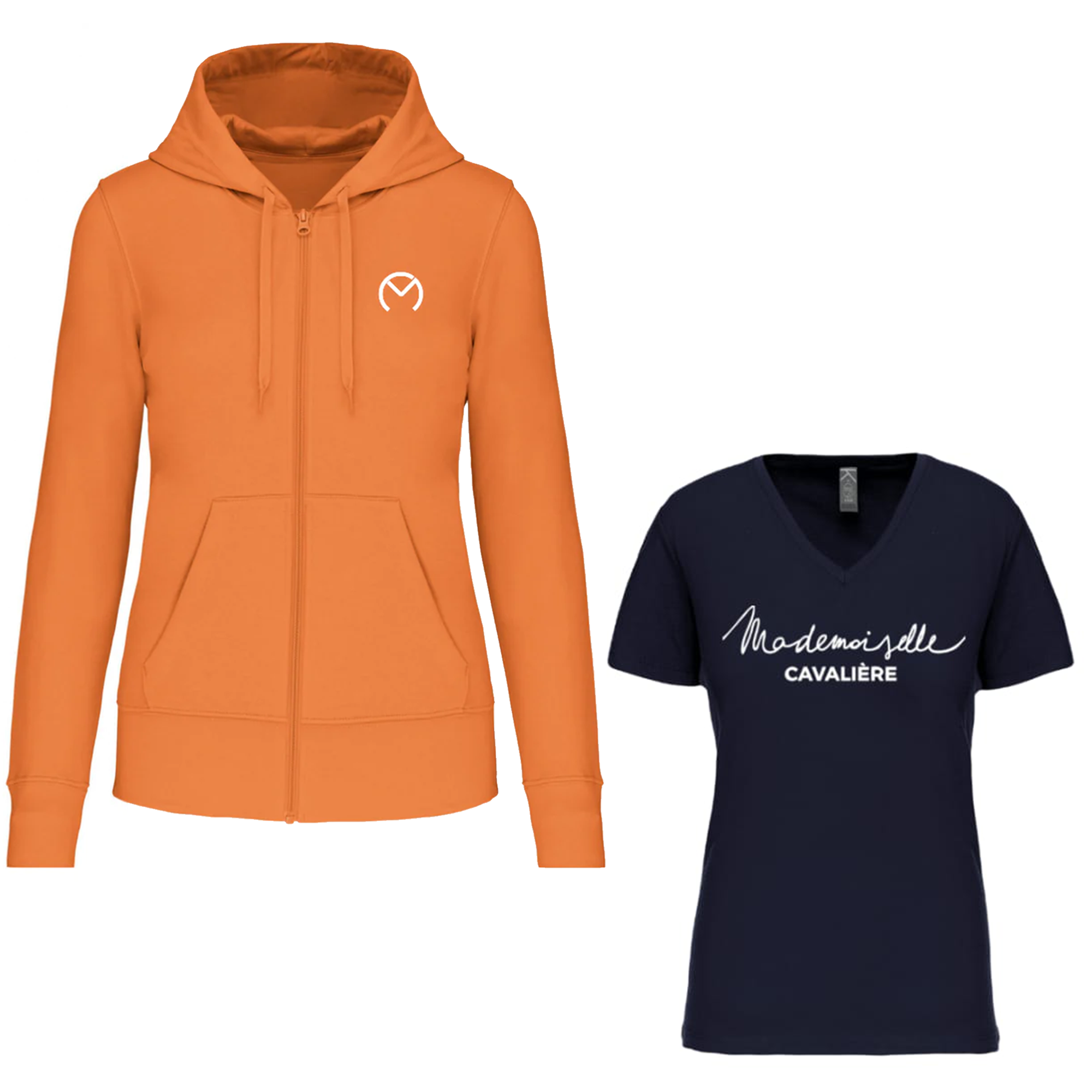 Pack Sweat Zippe M.C Orange/ Logo Blanc & T-Shirt