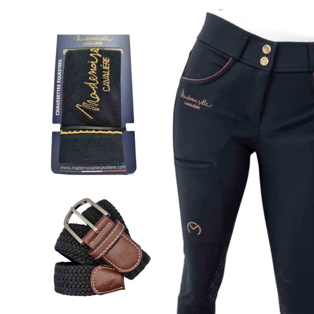 Pack PANTALON "So Chic" Black/Gold & Ceinture & Chaussettes