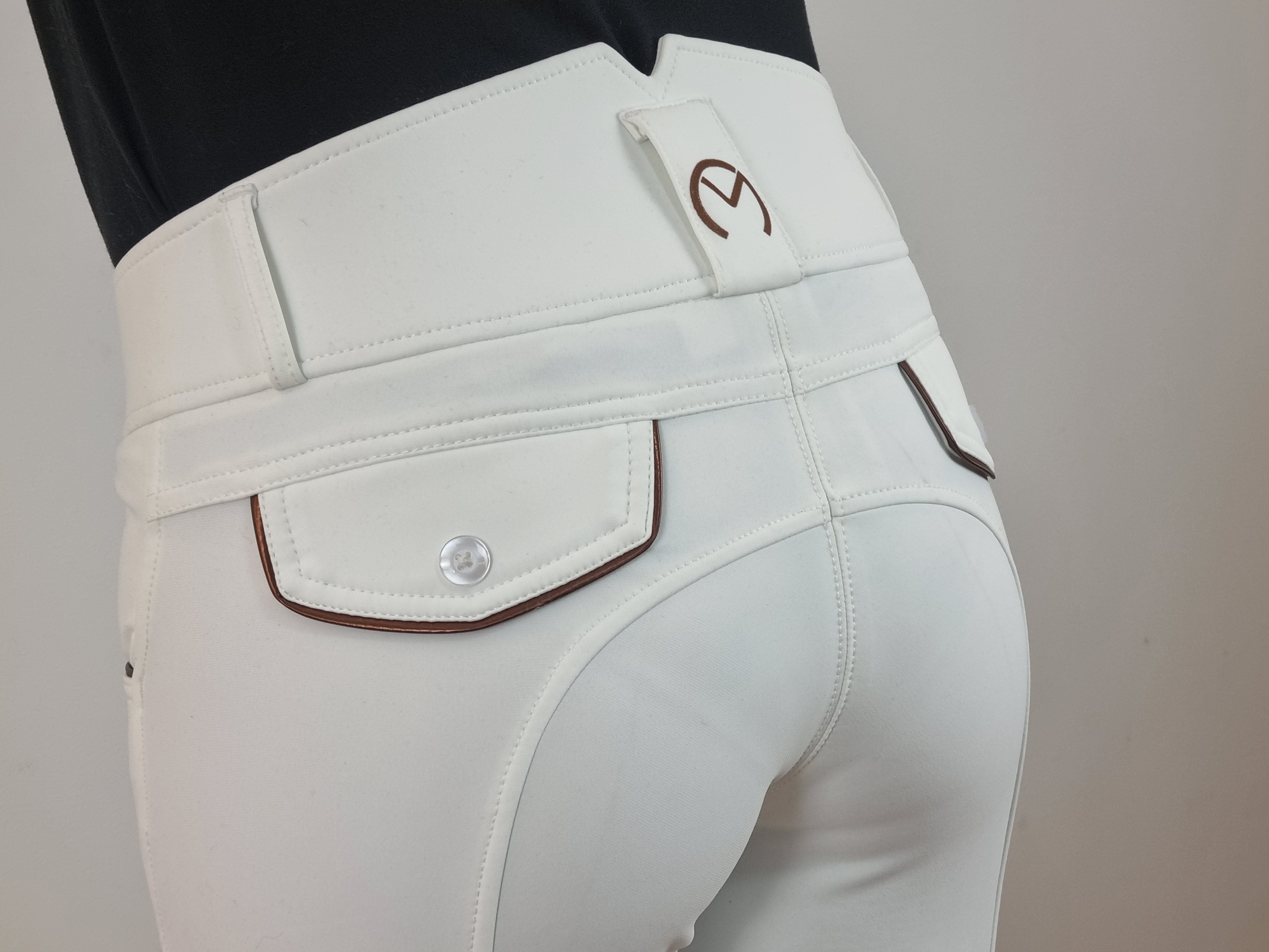 PANTALON « DRESSAGE » FULL GRIP BLANC/GOLD