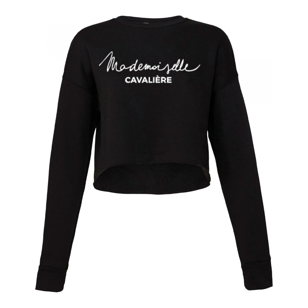 SCHWARZES CROP-TOP-SWEATSHIRT / LOGO NACH WAHL