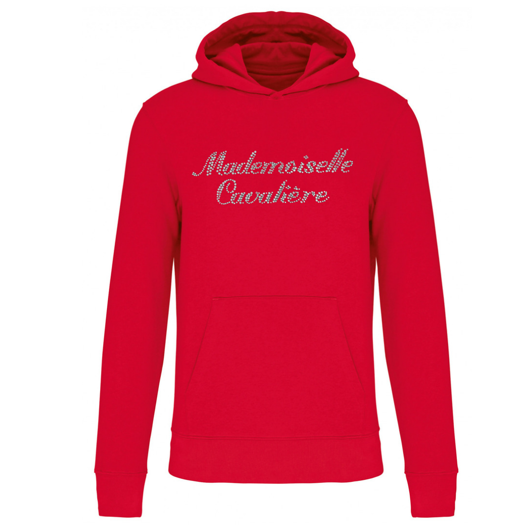 SWEAT CAPUCHE FILLE ROUGE LOGO AU CHOIX Strass 4 6