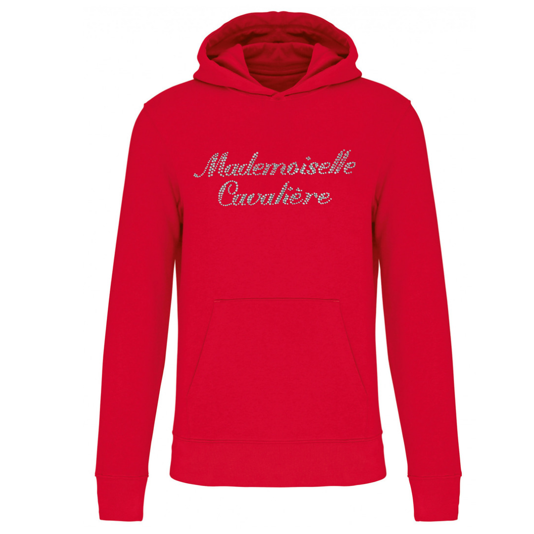 SWEAT CAPUCHE FILLE ROUGE / LOGO AU CHOIX