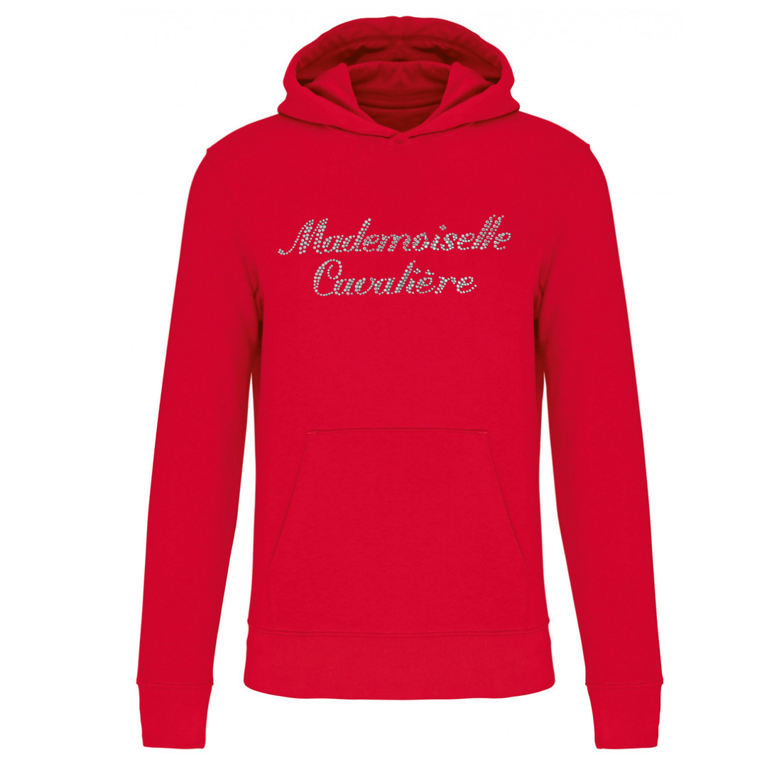 RED GIRL’S HOODED SWEATSHIRT / LOGO OF YOUR CHOICE