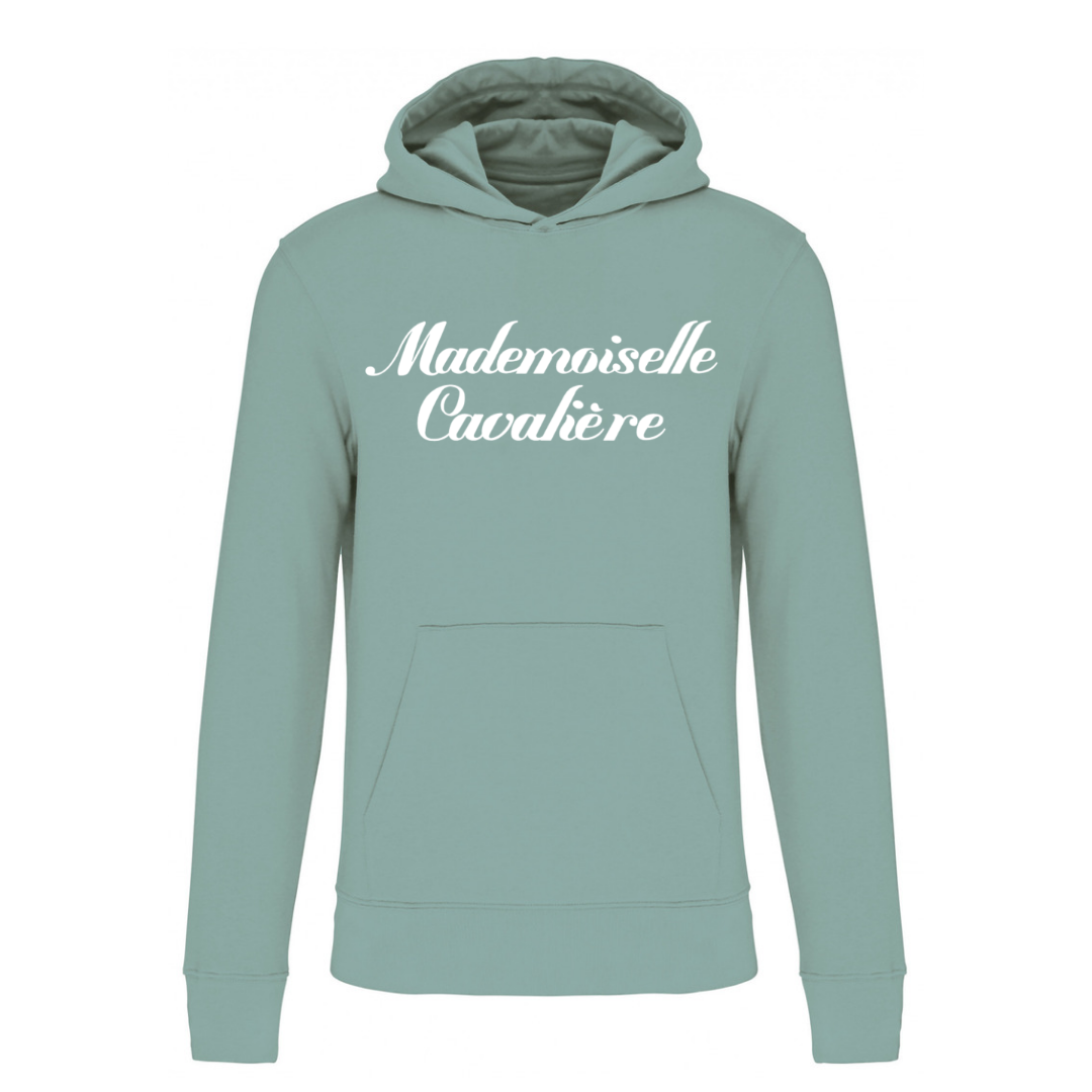 Salbeigrünes Kapuzen-Sweatshirt für Mädchen / Logo Ihrer Wahl