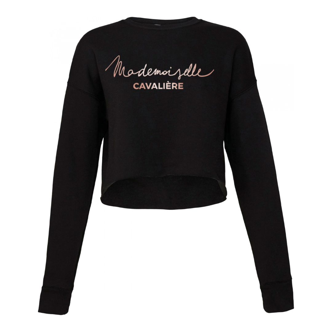 SCHWARZES CROP-TOP-SWEATSHIRT / LOGO NACH WAHL