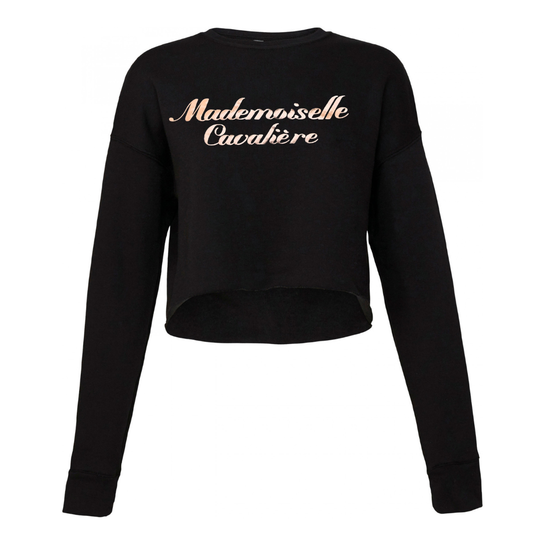 SCHWARZES CROP-TOP-SWEATSHIRT / LOGO NACH WAHL