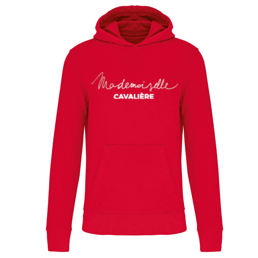 RED GIRL’S HOODED SWEATSHIRT / LOGO OF YOUR CHOICE